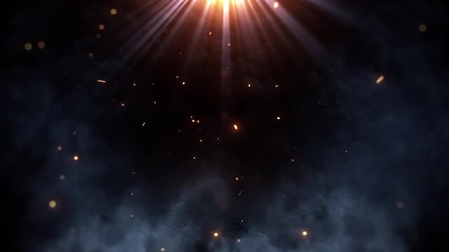 Elegant cinematic animation features bright light, flowing smoke, and burning embers