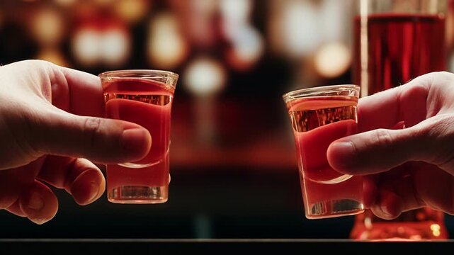 Pouring shot of red bitter, Cognac, whisky, Campari, Aperol, Cherry Vermouth Negroni, spanish wine drink, Alcoholic Americano Cocktail bitter, sweet vermouth and soda water, close up of making drink