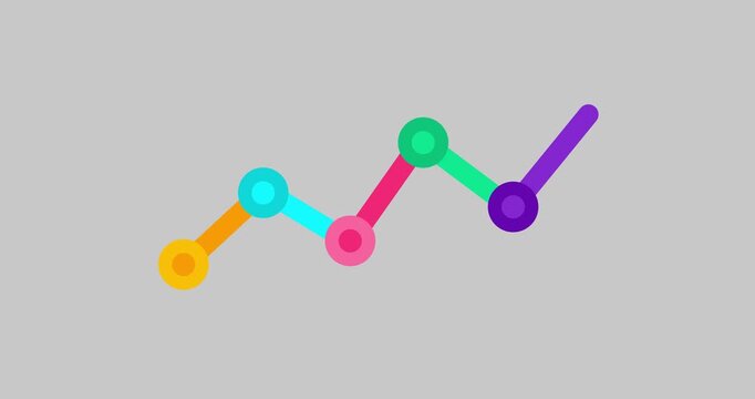 Chart typical business model with circles on gray. Fat graph rising fast. Business cartoon animation. Economy metaphor. Speed up slow down graph acceleration business backgound.