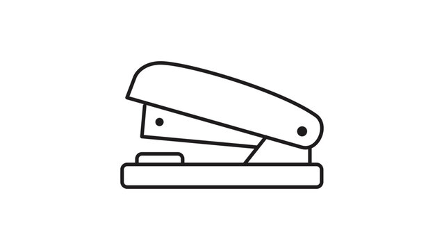 Minimalist Black Line Vector Icon of a Small Desktop Stapler, Hand-Drawn Outline Illustration with Editable Stroke for Office Supplies, Stationery, Business, and School Equipment Design.