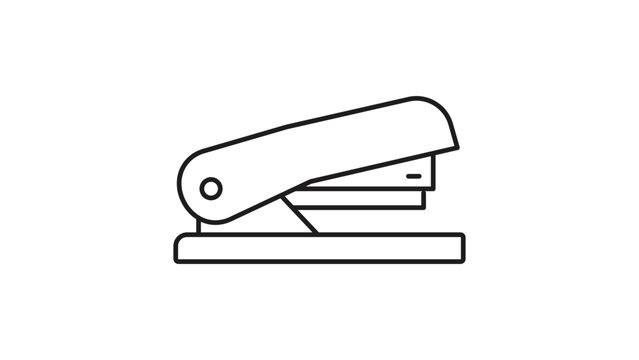 Minimalist Black Line Vector Icon of a Small Office Stapler on White Background. This Hand-Drawn Illustration Features an Editable Stroke for Customizable Line Weight and Scalable Professional Design.