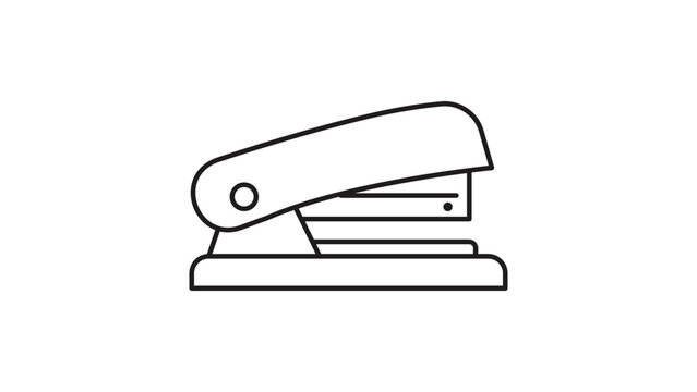 Minimalist Stapler Vector Icon with Editable Stroke. Clean black line illustration of a small office stapler on white background, ideal for business, school supplies, and stationery graphics.