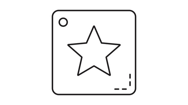 Minimalist Square Stencil with Star Cutout Vector Icon Illustration, Featuring an Editable Stroke for Customizable Line Weight, Isolated on White Background for Graphic Design and Web Projects.
