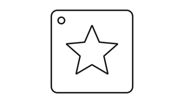 Minimalist Black Line Vector Icon of a Square Stencil with a Star Cutout and Hanging Hole, Featuring an Editable Stroke for Customizable Line Weight, Isolated on White for Craft and Design.
