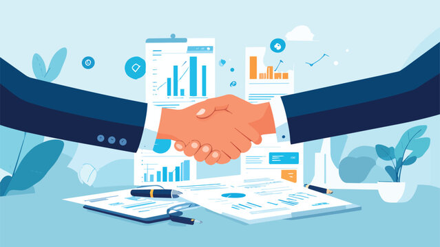Business people shaking hands sealing successful agreement