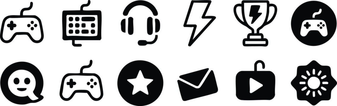 controller glyphs ui elements game headset keyboard trophy chat