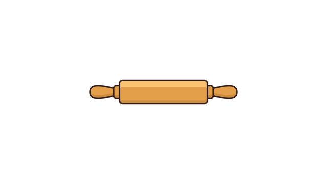 Modern Flat Wooden Rolling Pin Vector Icon Illustration for Baking, Cooking, and Pastry Making. Features an Editable Stroke for Customization on a White Background for Kitchen Design Projects.