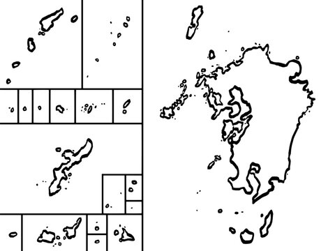 九州・沖縄地図 筆タッチ 和風 西日本 / A brushstroke map of Kyushu/Okinawa