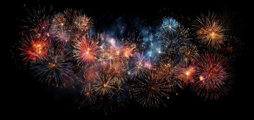 Fototapeta premium The Fireworks Display Lighting a Dark Night Sky During a Festive Celebration
