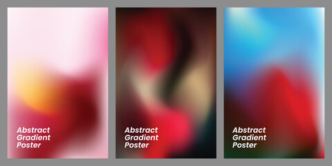 Fototapeta premium Abstract Gradient Poster with Vibrant Red Pink and Blue Fluid Mesh Style