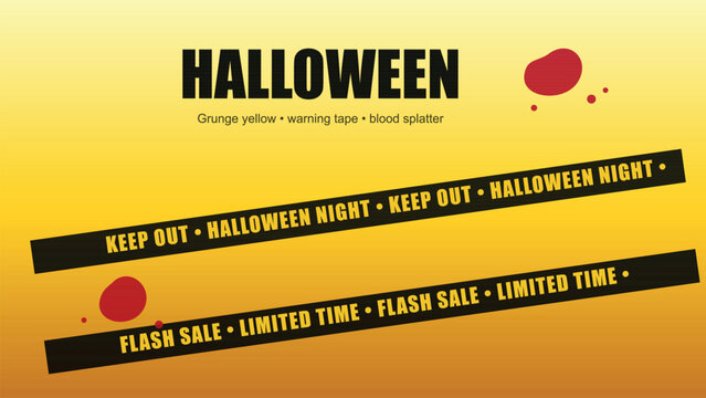 Vibrant halloween sale banner with caution tape design Vector