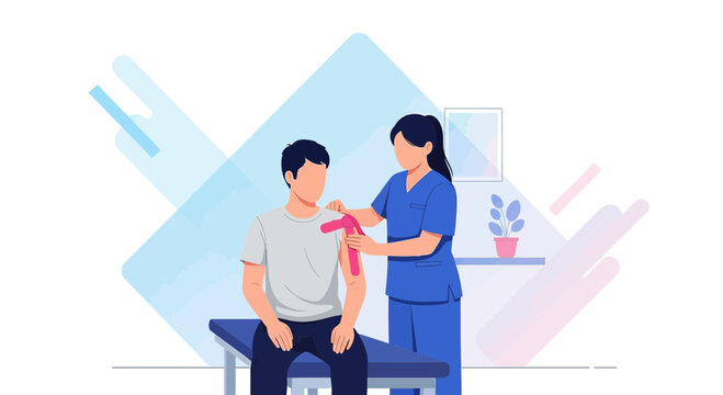 Physical Therapist Examining Patient's Arm with Goniometer for Range of Motion Assessment