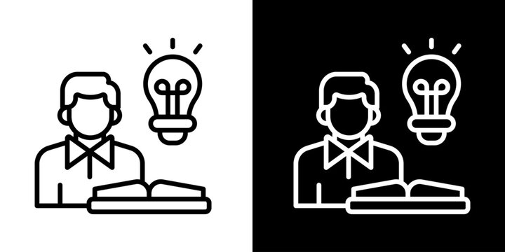 Knowledge Base Icon Of Line Black And White Style Vector Illustrationn