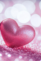 Fototapeta premium Two red hearts sitting side by side on a reflective surface vertical frame