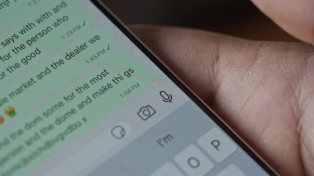 Pressing the send button on a messenger after chatting on a smartphone