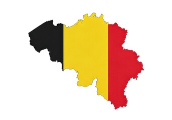 Fototapeta premium Map of belgium with national flag colors black yellow red european country silhouette isolated on white background