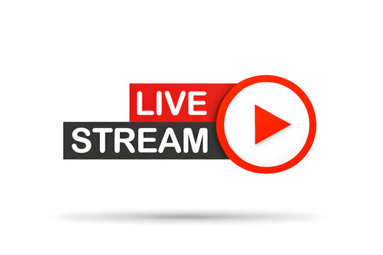 live stream logo with play button, online video streaming symbol