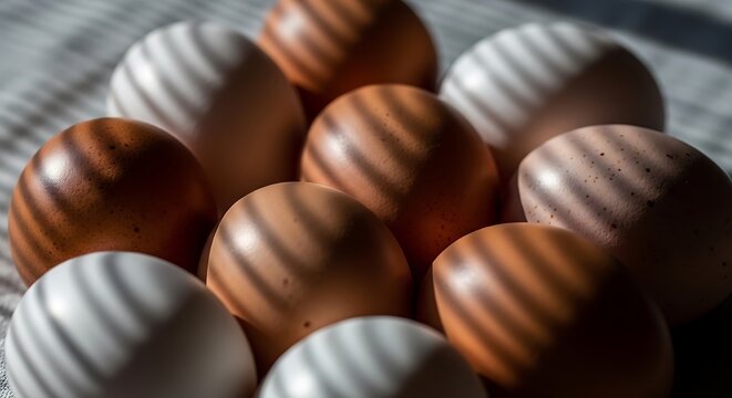 Delicious striped chocolate Easter eggs.