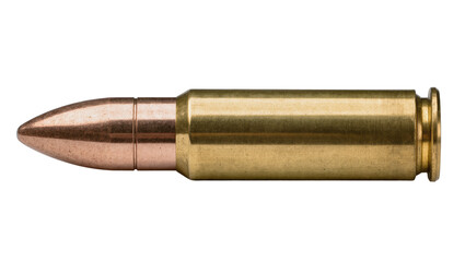 Brass bullet with copper tip, isolated on transparent background © Niamh