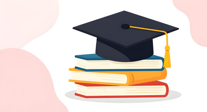 education icon, stack of books, graduation cap, academic symbol, learning concept, school books, knowledge icon, university symbol, college education, study materials, student icon, library books, edu