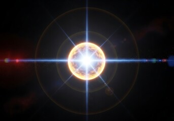 Naklejka premium Cosmic radiance a brilliant starburst against a dark circular background