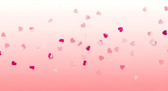 Romantic pink background with hearts.