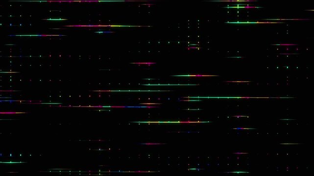Fast Moving Neon Data Lines with Glitch Effect, Futuristic Digital Stream Animation, Cyber Tech Abstract Background Loop