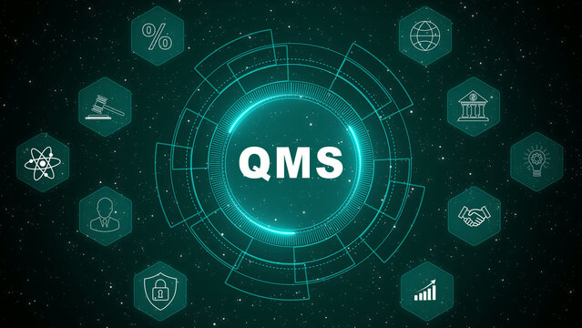 Quality management system business and industrial technology concept. QMS . Quality management system qms concept digital technology.transparent background 4k visuals