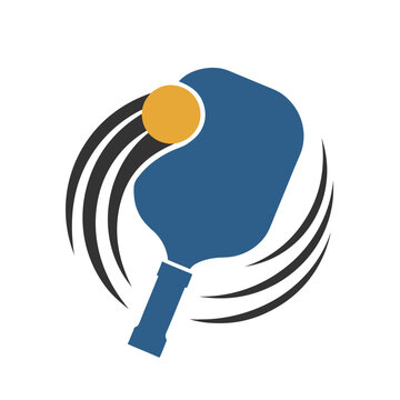 pickleball paddle striking ball with motion lines