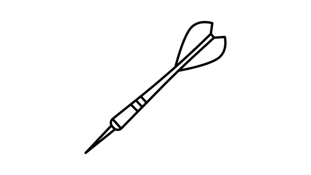Minimalist Single Dart Vector Icon with Editable Stroke; Hand-Drawn Black Line Illustration of a Sharp Dart for Sports, Games, and Accuracy Concepts, Scalable Outline Design on White Background.