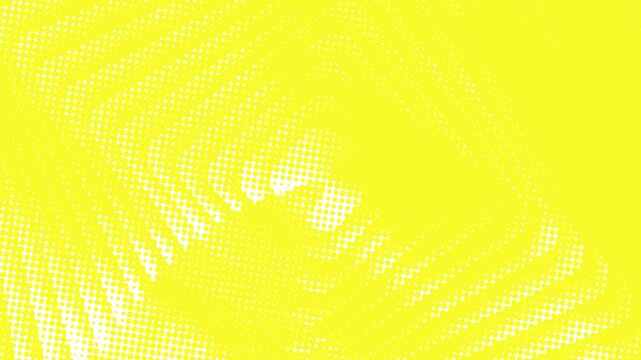 Vibrant yellow halftone textures and abstract geometric patterns create a high-energy digital background with a modern pop-art aesthetic.