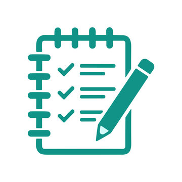 Green Notepad with Checklist and Pencil.