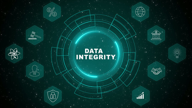 Data integrity concept with secure information validation system and modern digital database technology animation background 4k