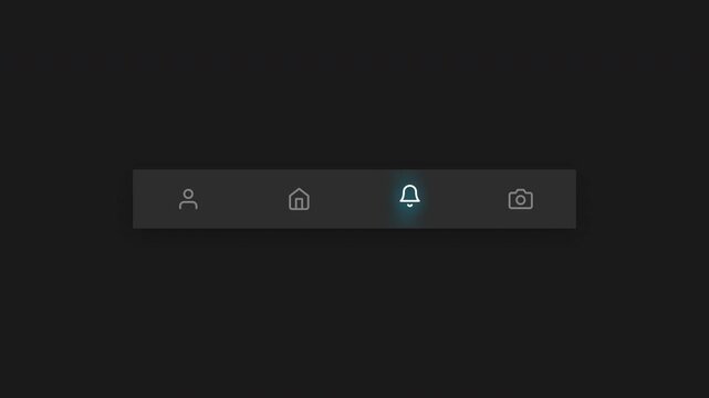 Solid Black Background High Contrast Navigation Bar Component With Cyan Glowing Avatar Selection For Modern Dark Mode Mobile App Prototyping And Tech Industry Software Presentation 4K UHD
