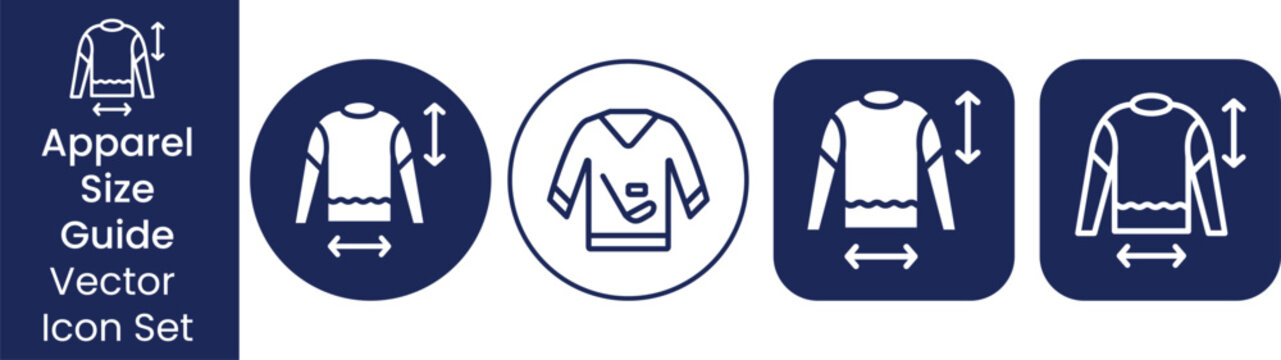 Apparel Size Guide and Clothing Measurement Vector Icon Set