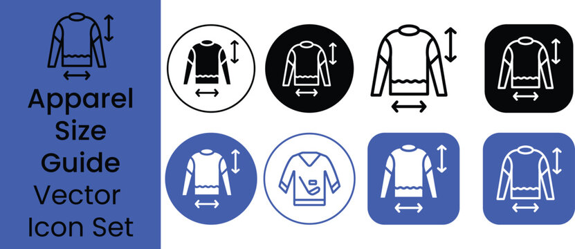 Apparel Size Guide and Clothing Measurement Vector Icon Set