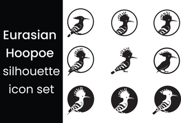 Eurasian Hoopoe Bird Silhouette and Logo Icon Set © Ripon Sojib