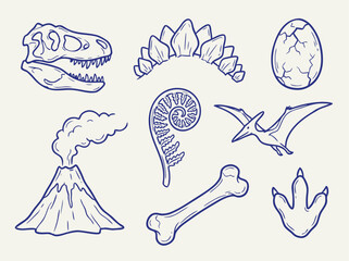 Dinosaur Elements Collection Hand Drawn Illustration. © Ananda Putri