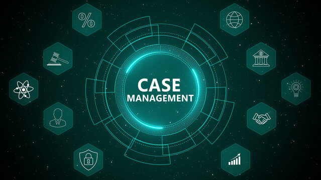 Corporate Case Management Workflow with Digital Process Tracking and Enterprise System Integration HUD 4K black background visuals