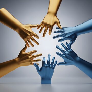 Hands joining together in unity pose