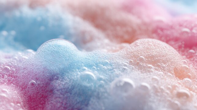 premium Soft Pastel Pink and Blue Soap Foam Bubbles Macro Texture Background background