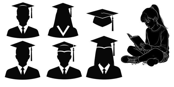 Graduation silhouettes celebrating academic achievement and future success