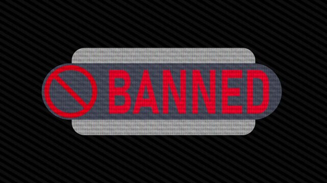 Simple screen with a big red message BANNED