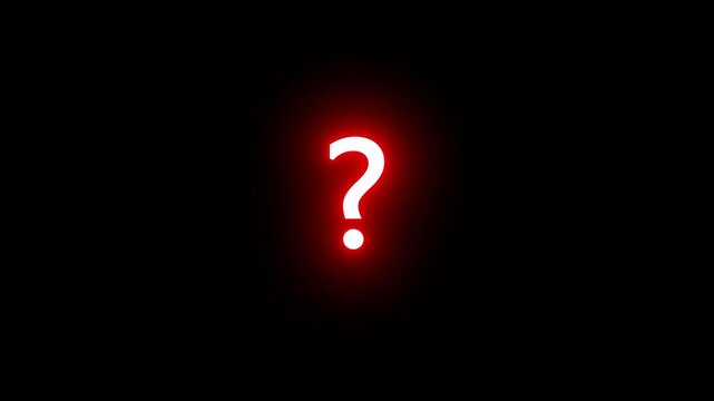 Red color question mark neon bright animation 4k video. Stylized  confused effect raining question mark animation for quiz or tutorial video. pop up question mark animation