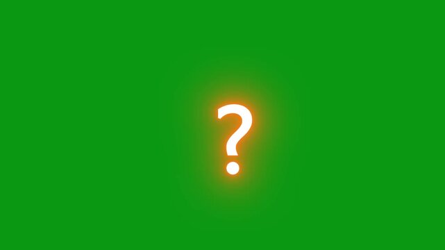 Confused effect raining question mark animation for quiz or tutorial video. Question mark animation on chroma key glowing white effect on green background. pop up question mark animation in 4k