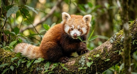 Obraz premium red panda in the forest