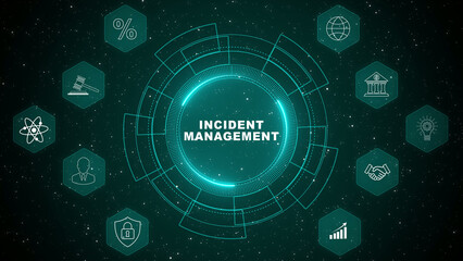 Fototapeta premium Digital Incident Management dashboard displaying real time response tracking system with secure corporate monitoring interface and risk control technology concept 4K animation video