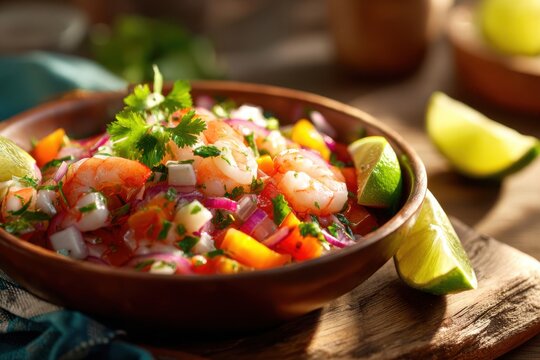 Ecuadorian shrimp ceviche with fresh ingredients