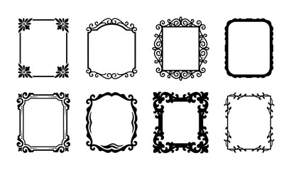 Vintage ornamental frames collection, 8 black decorative border vectors, elegant filigree frame set for wedding invitations and luxury branding © Tania
