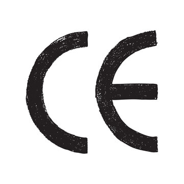 Distressed CE Mark Certification Symbol Hand Drawn Grunge Vector
